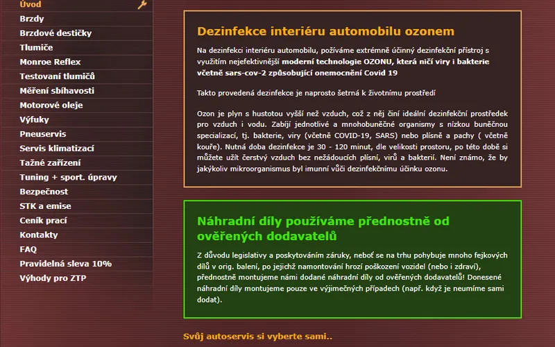 AutoServis s.r.o. – před redesignem